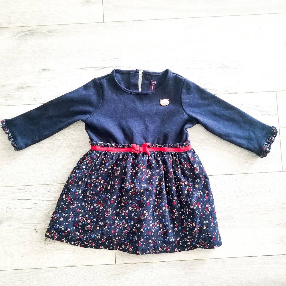 Sergent Major - navy blue dress with floral skirt